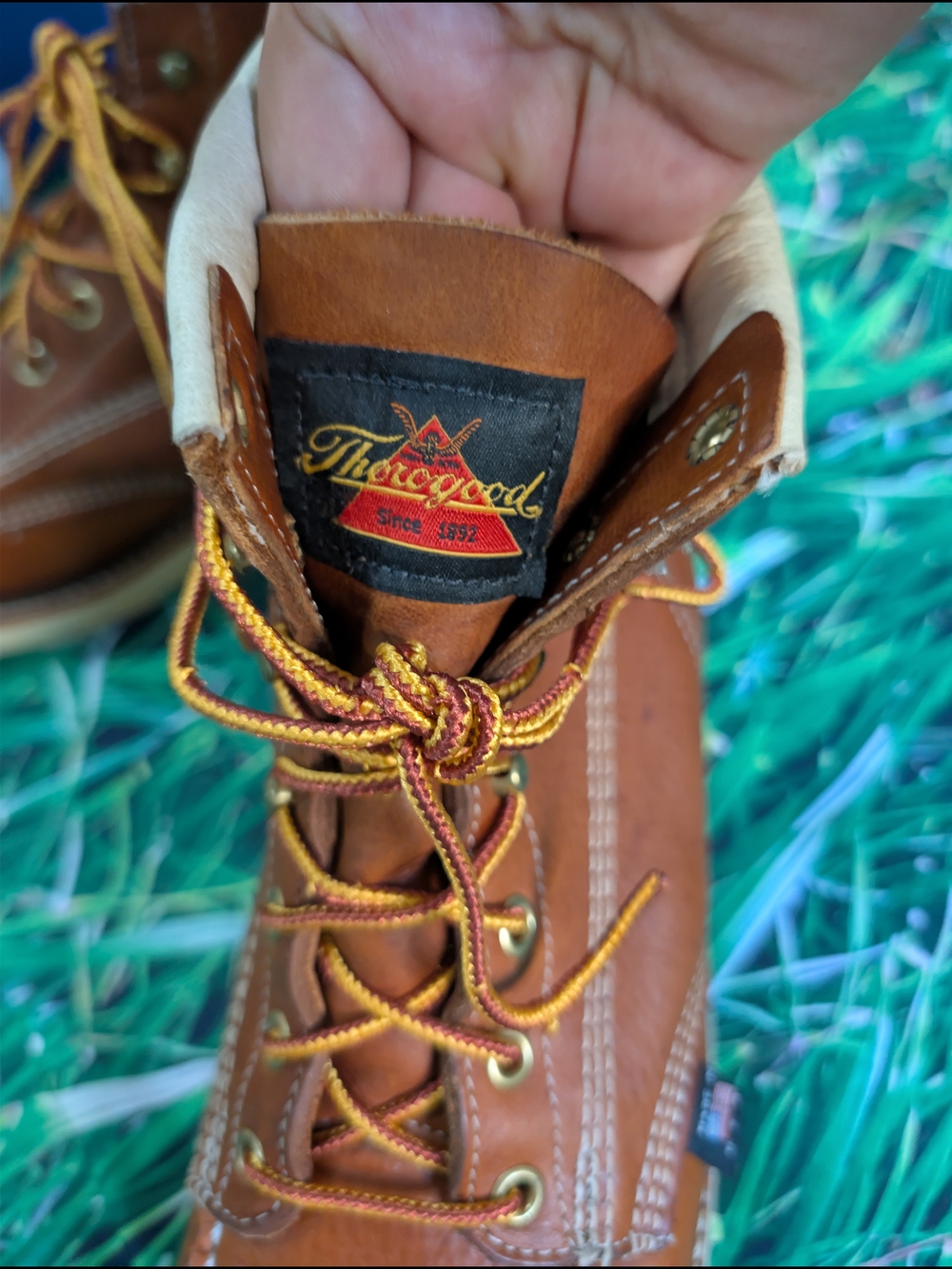 Thorogood Men's MAXWear Tobacco Brown Wedge Moc Steel Toe Lace Up Work Boot 9D - Picture 9 of 13